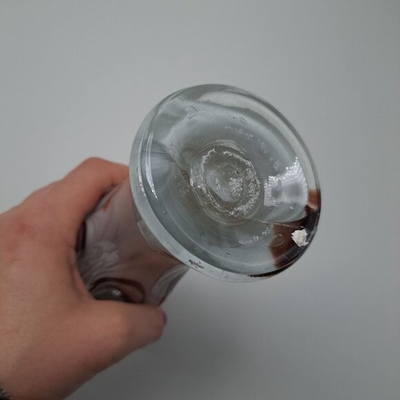 Hand Blown Murano Style Art Glass Vase Brown Swirl Design Mexico Vintage - Picture 11 of 11